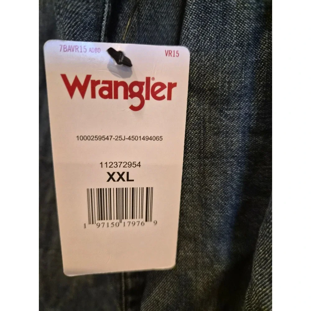 Wrangler Mens Western Snap Front Denim Shirt Dark Wash XXL 112372954 NWT